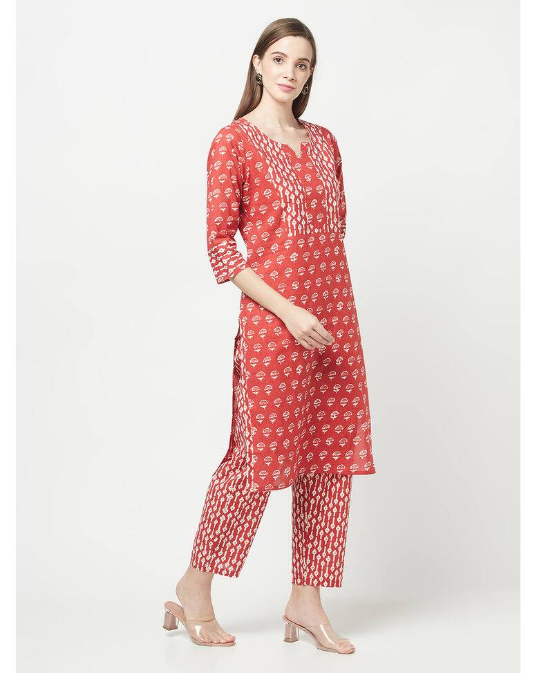 Cotton Floral  Ethnic Pants SuitSet view 3