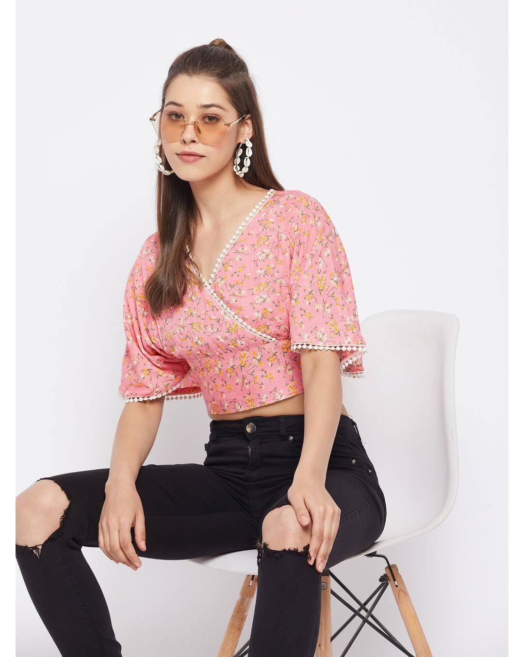 Rayon Printed Crop Top view 6