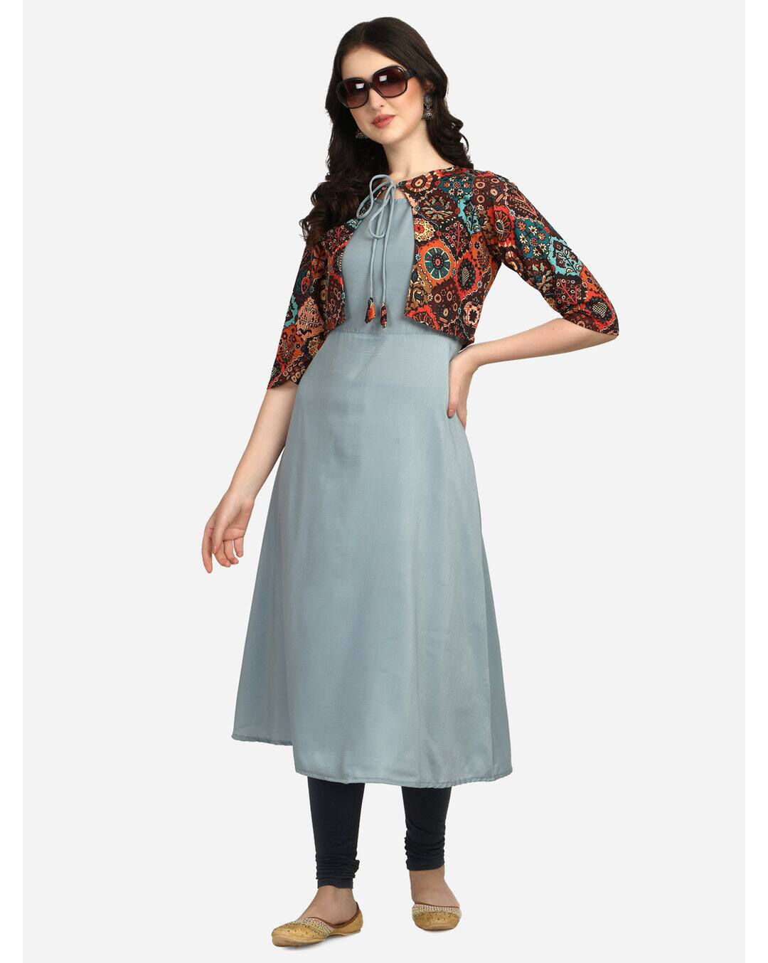 Rayon Printed A-Line Kurta view 4