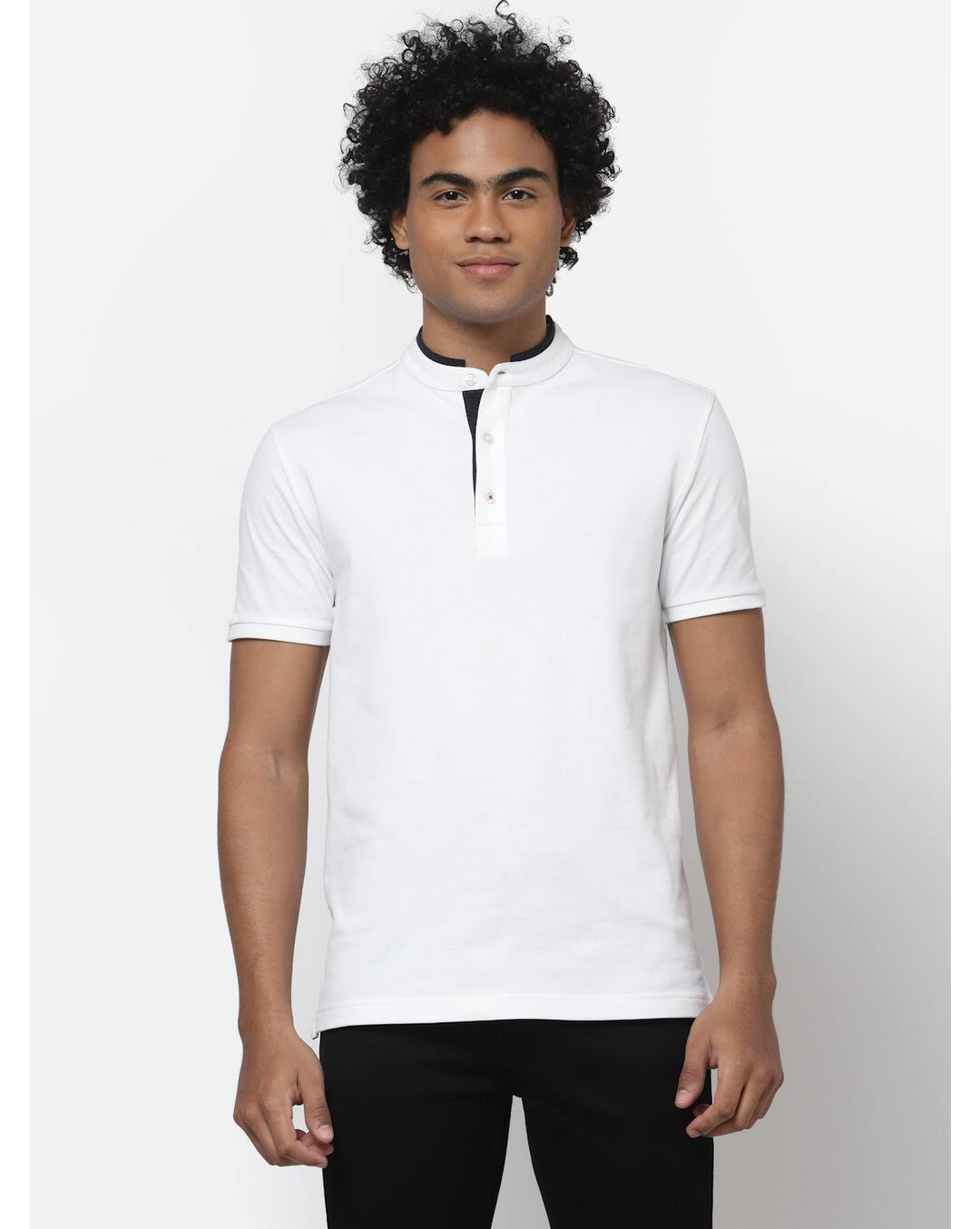 Knit Solid Regular Fit Henley T-Shirt