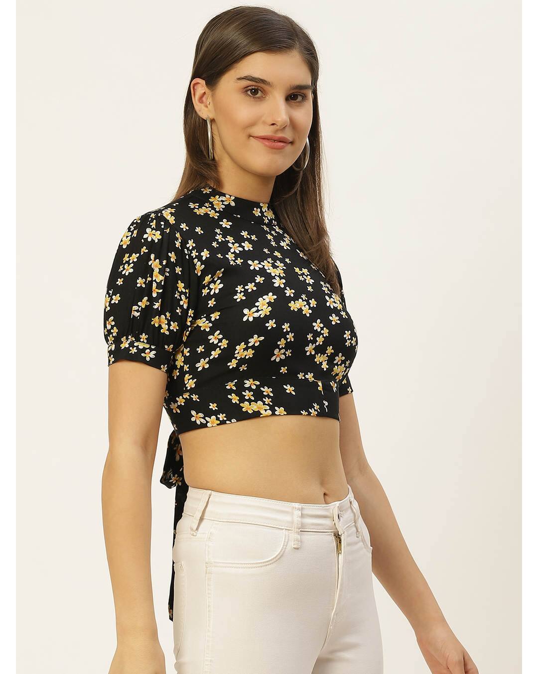 Rayon Floral Crop Top view 4