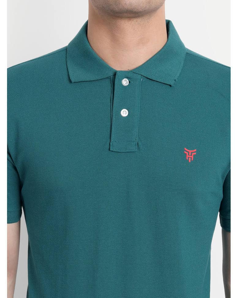 Cotton Solid Regular Fit Polo  Neck T-shirt view 11