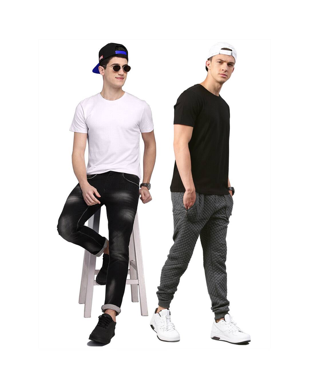 Cotton Solid Slim Fit Round Tshirts view 4