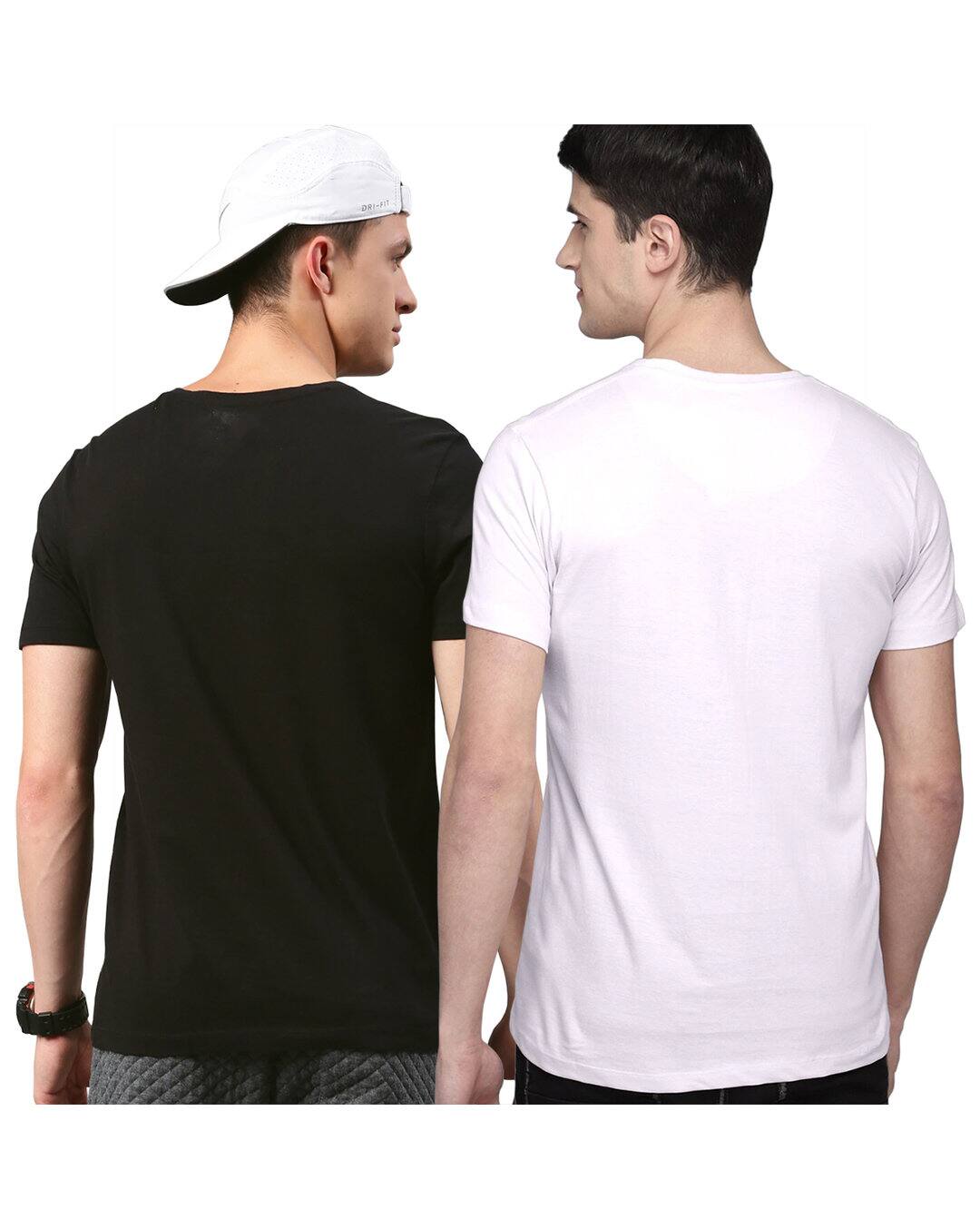 Cotton Solid Slim Fit Round Tshirts view 2