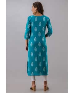 Cotton Floral Straight Kurta view 6