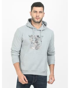 Fleece Printed Hooded Sweatshirt view 3