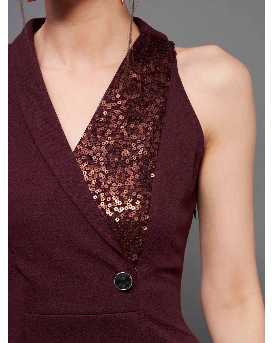Polyester Embellished Fit and Flare Dress view 4