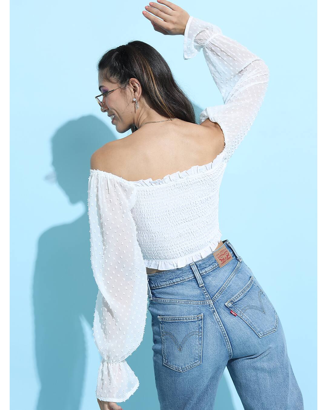 Polyester Embroidered Crop Top view 2