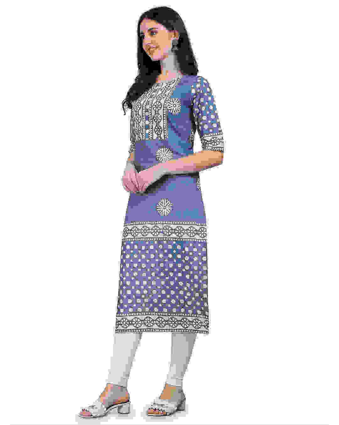 Cotton Printed Straight  Kurta view 3