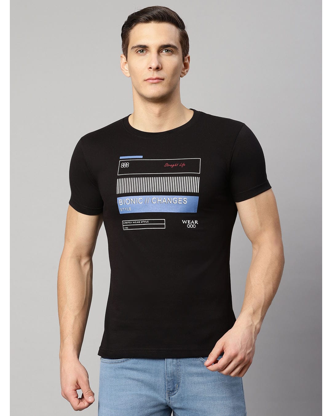 Blended Printed Slim Fit Round neck tshirt