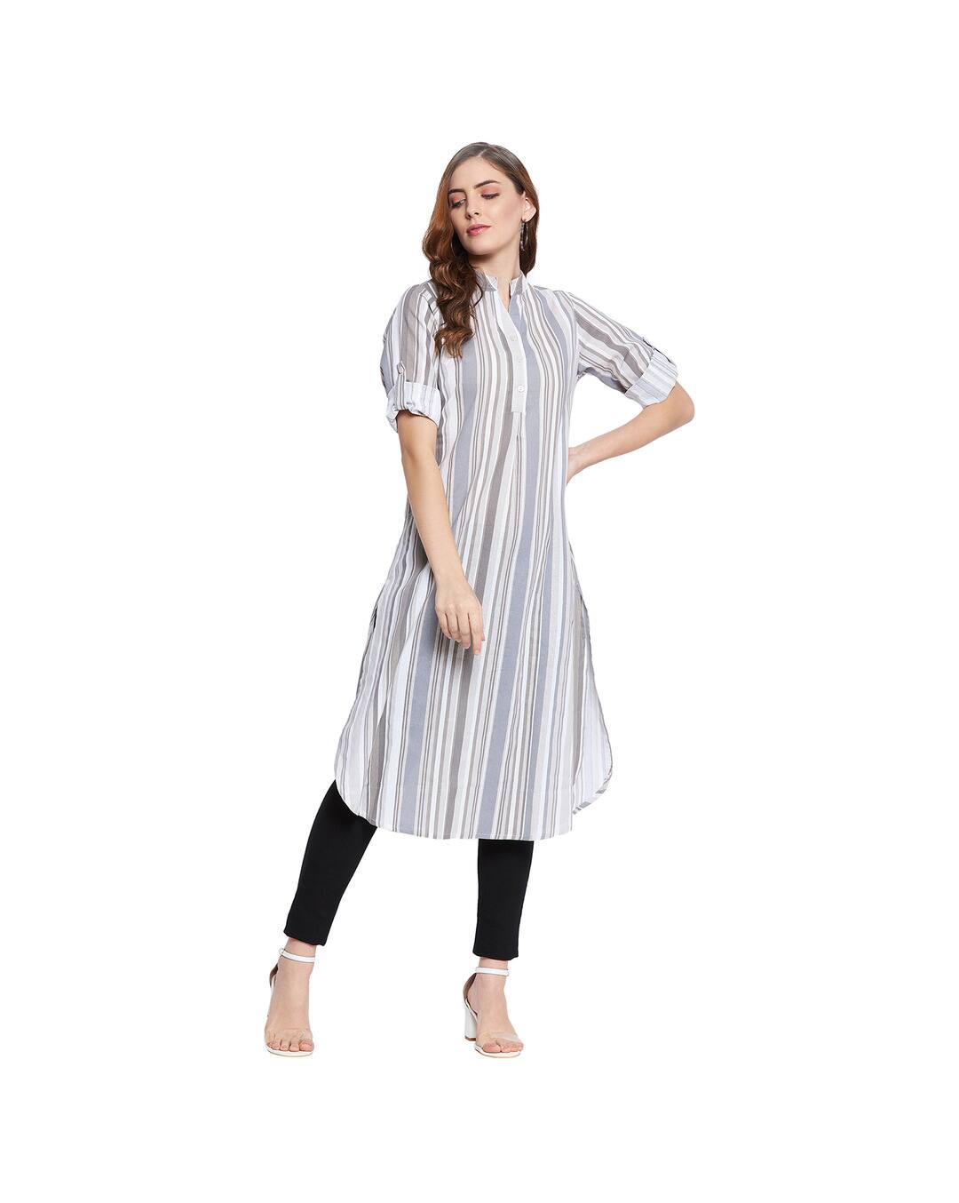 Cotton Stripes A-line Kurta