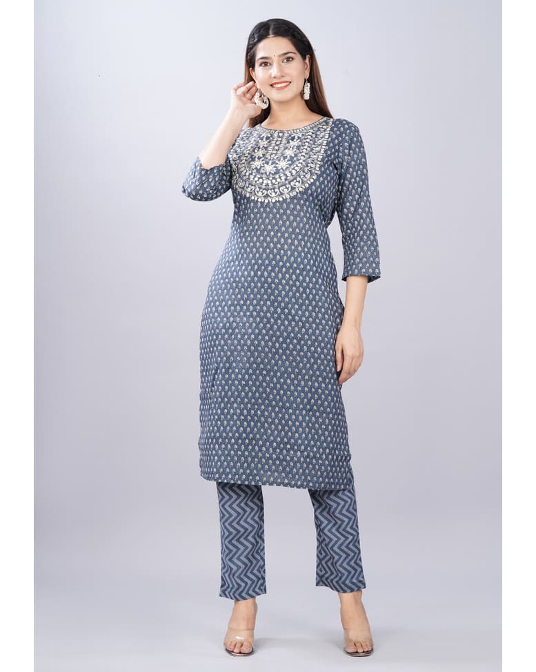 Cotton Embroidered  ethnic pantSuitSet