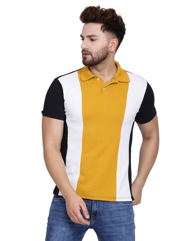 Cotton Colour-block Slim Fit Polo T-shirts