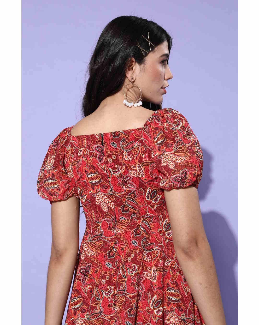 Georgette Printed A-line Dress view 3