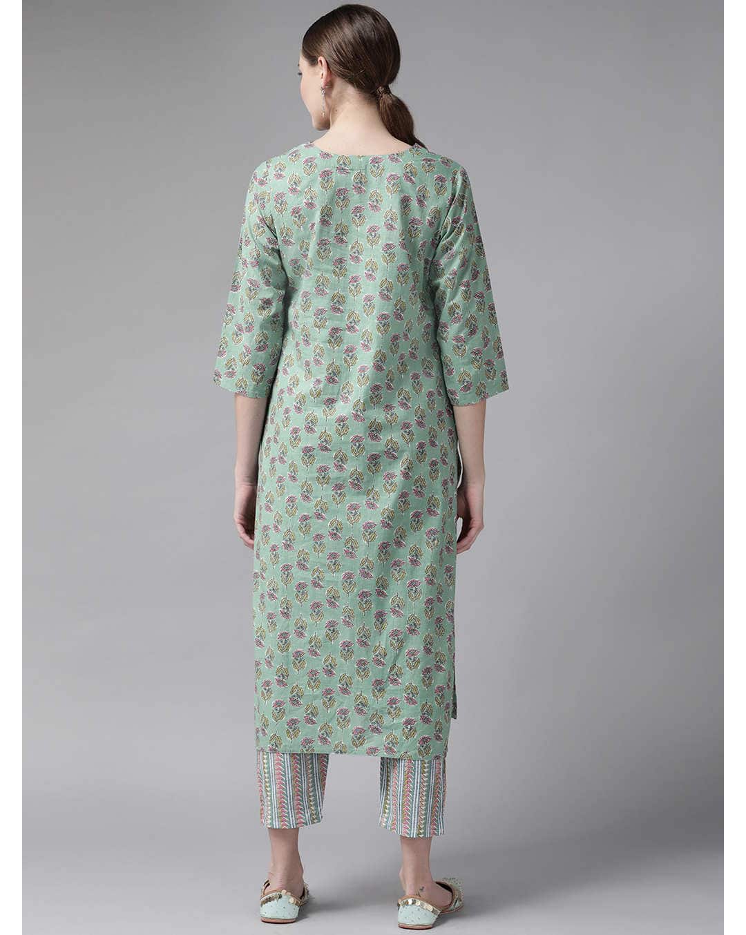 Cotton Floral  Ethnic Pants SuitSet view 3
