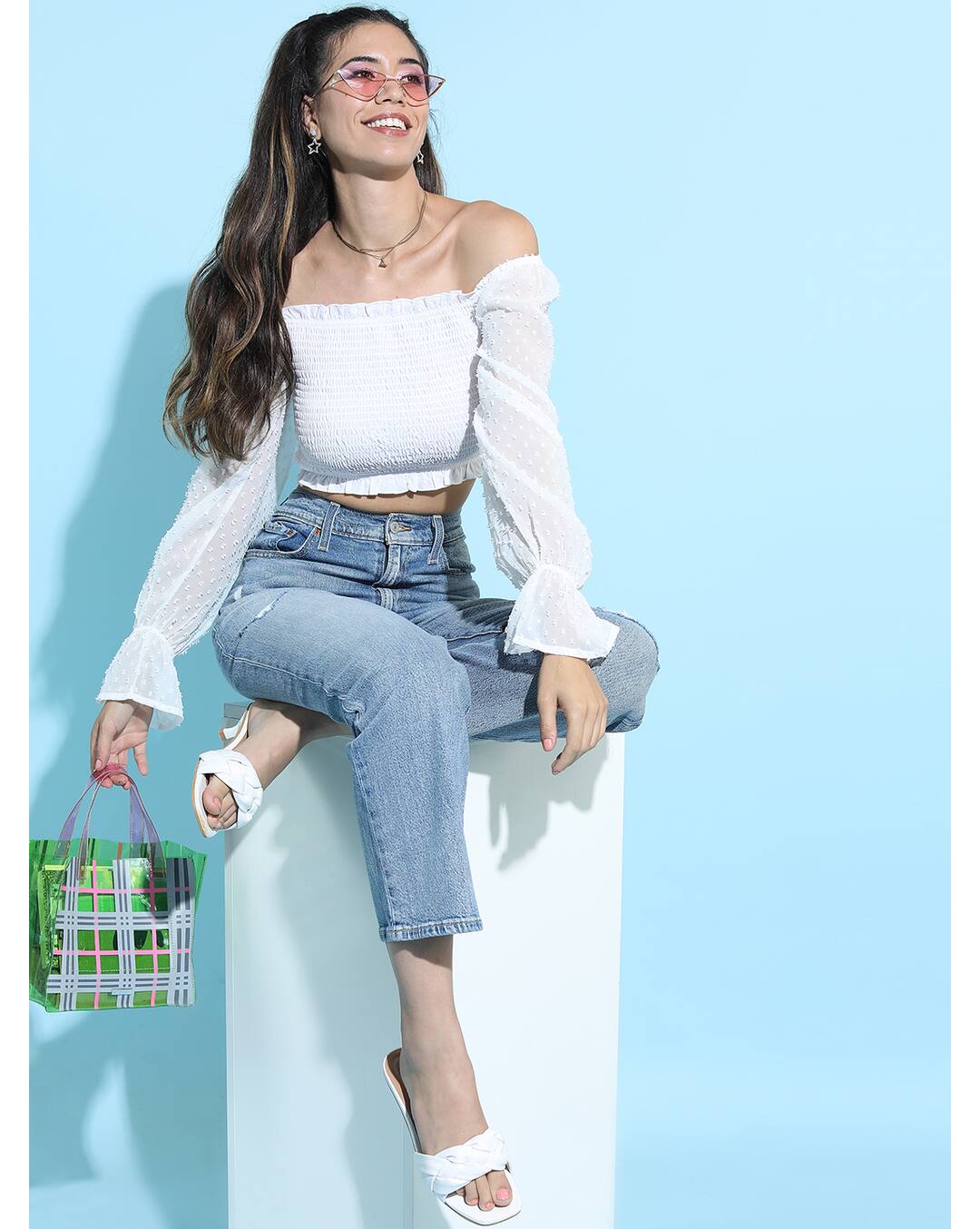 Polyester Embroidered Crop Top view 4