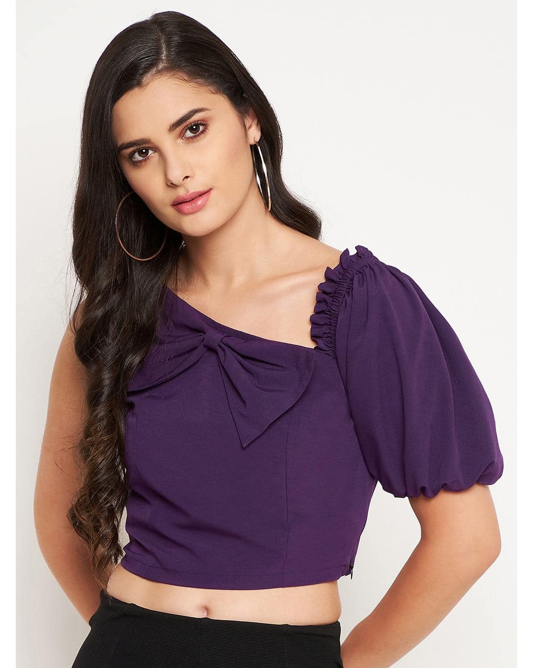Crepe Solid Crop Top