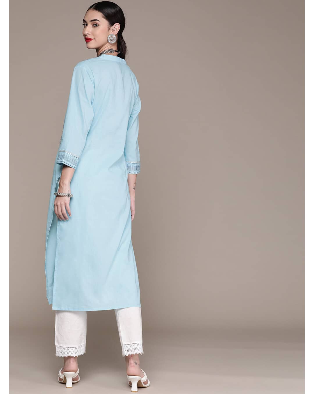 Rayon Floral Straight Kurta view 3