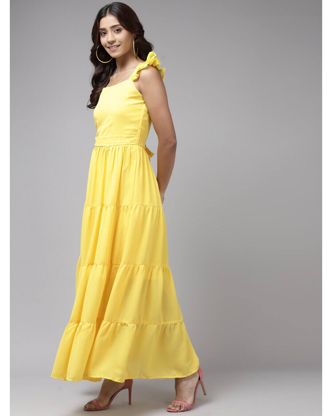 Georgette Solid Fit and Flare Dress view 3