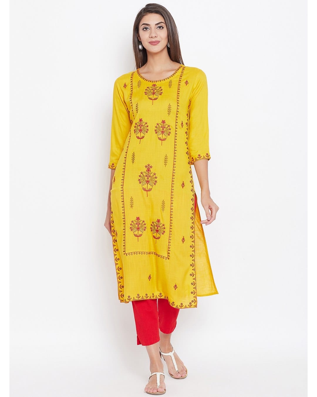 Rayon Embroidered Straight Kurta