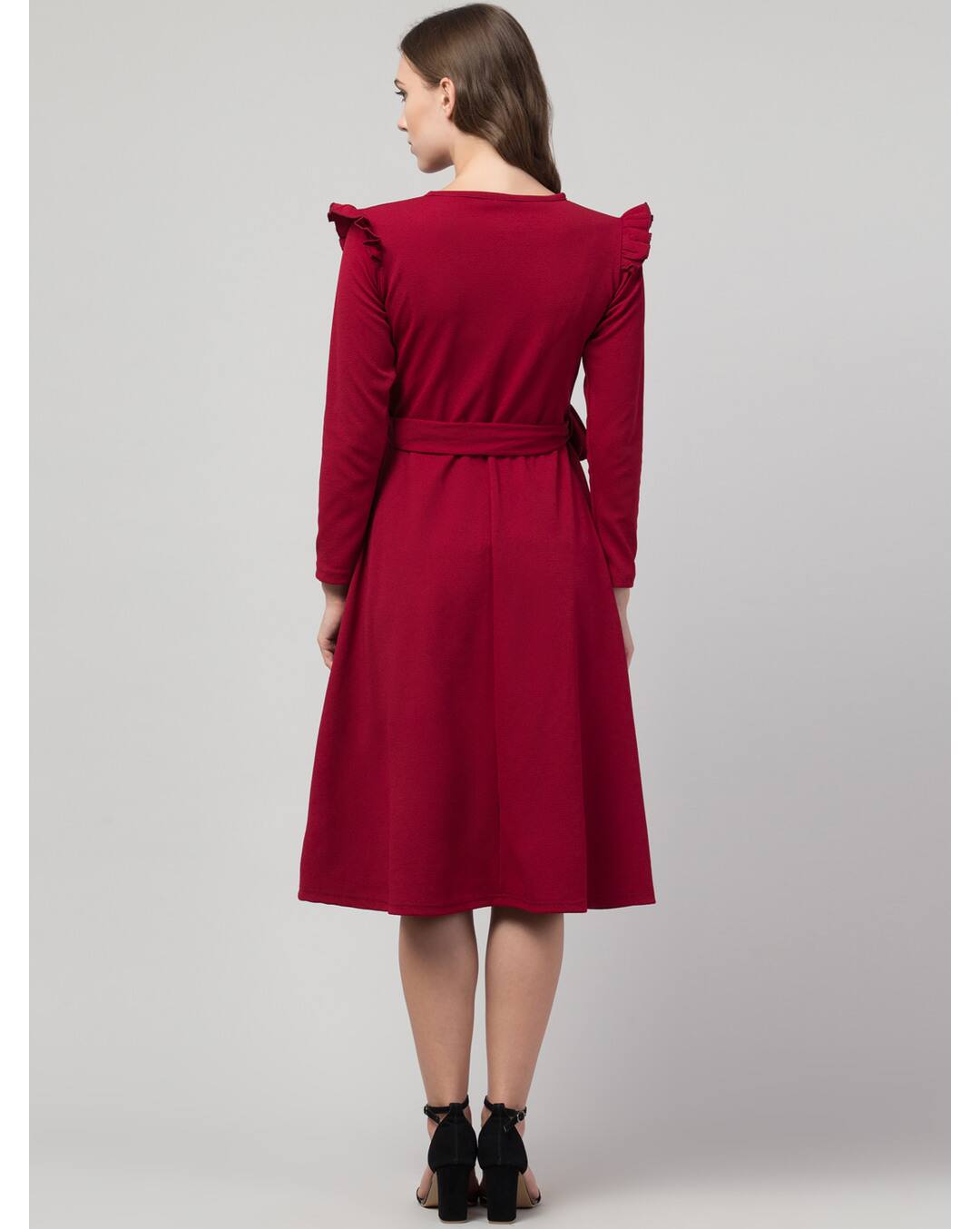 Cotton Solid Midi  A-line Dress view 2