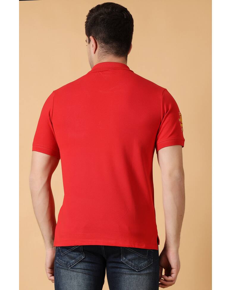 Cotton Printed Regular Fit Polo Neck Tshirt view 2