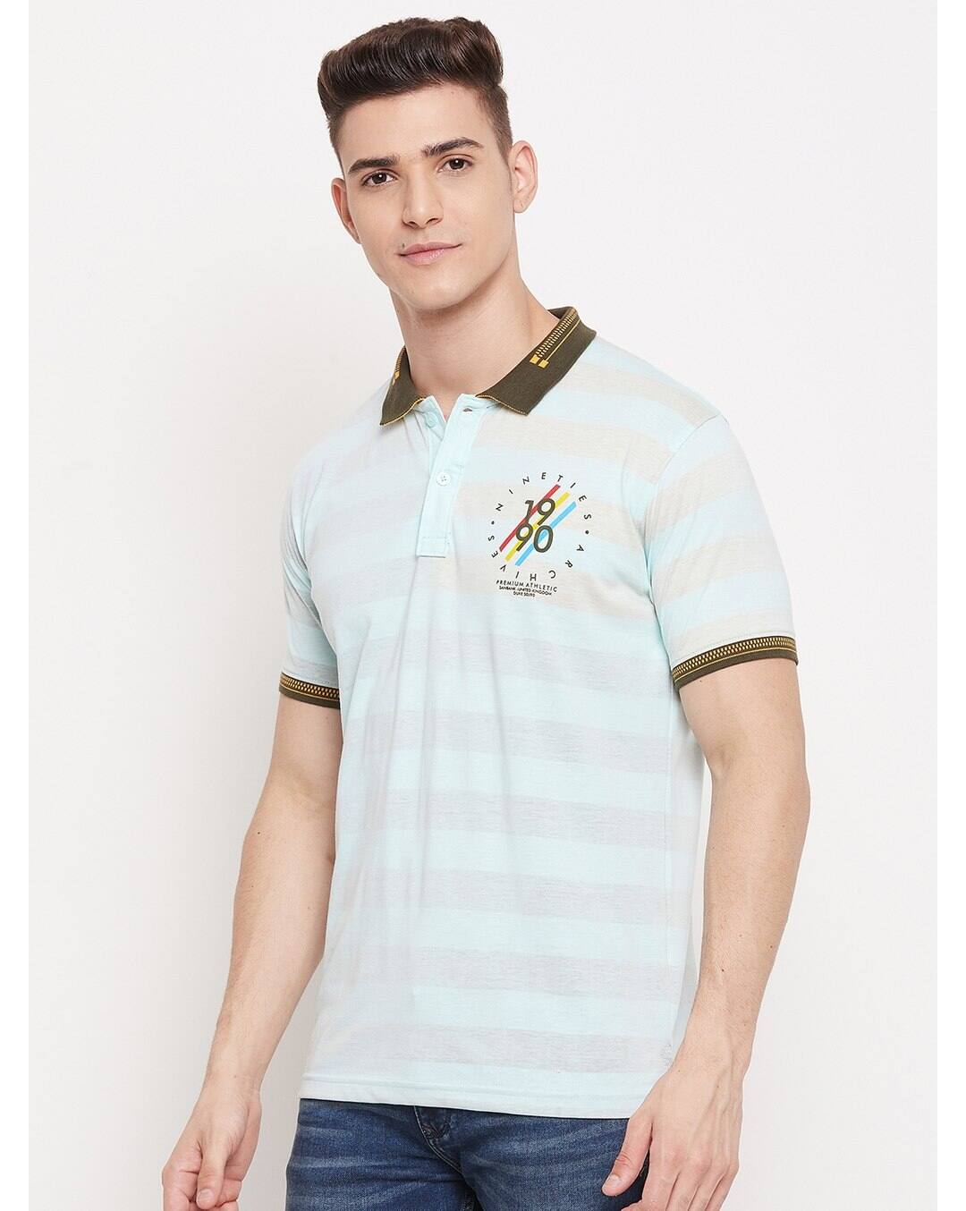 Blended Stripes Slim Fit Polo t shirt view 3