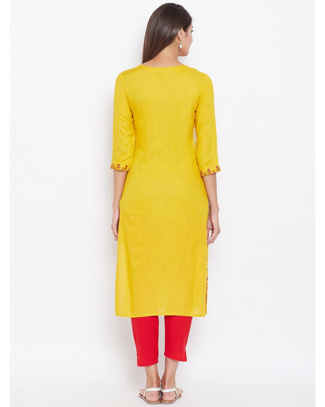 Rayon Embroidered Straight Kurta view 4