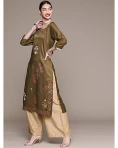 Art Silk Floral Straight Kurta view 6