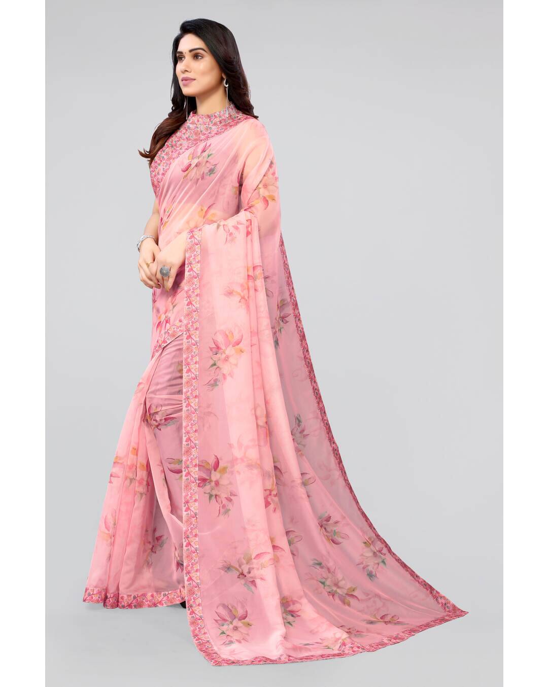 Organza Digital Print Regular Saree view 3