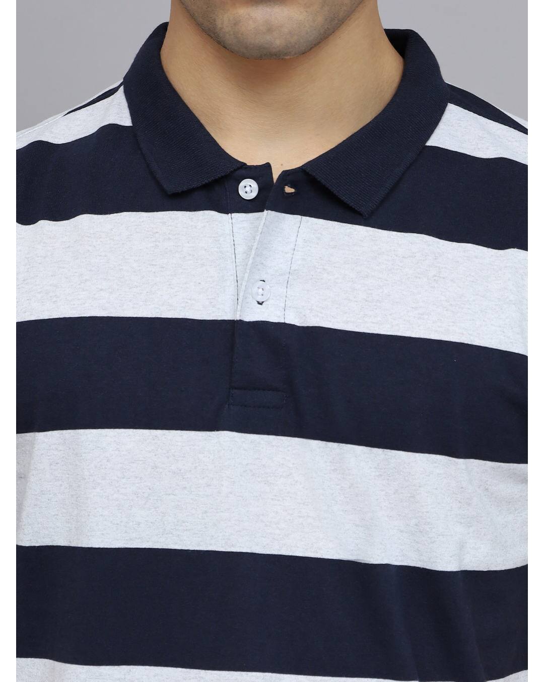 Blended Stripes Slim Fit Polo Tshirts view 5