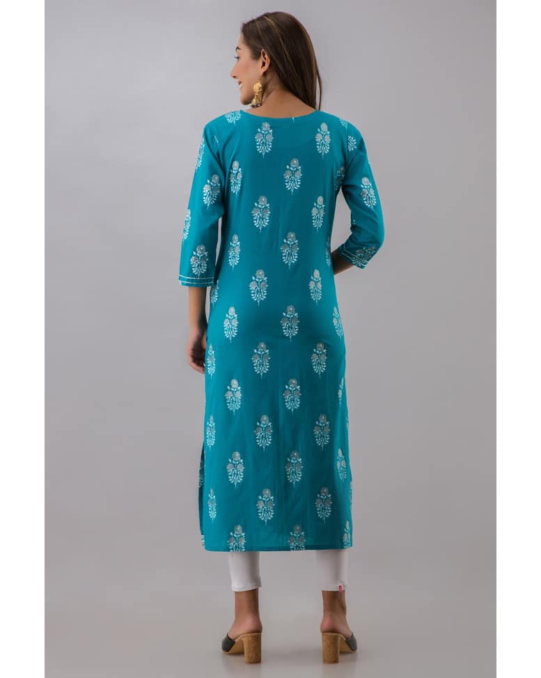 Cotton Floral Straight Kurta view 5