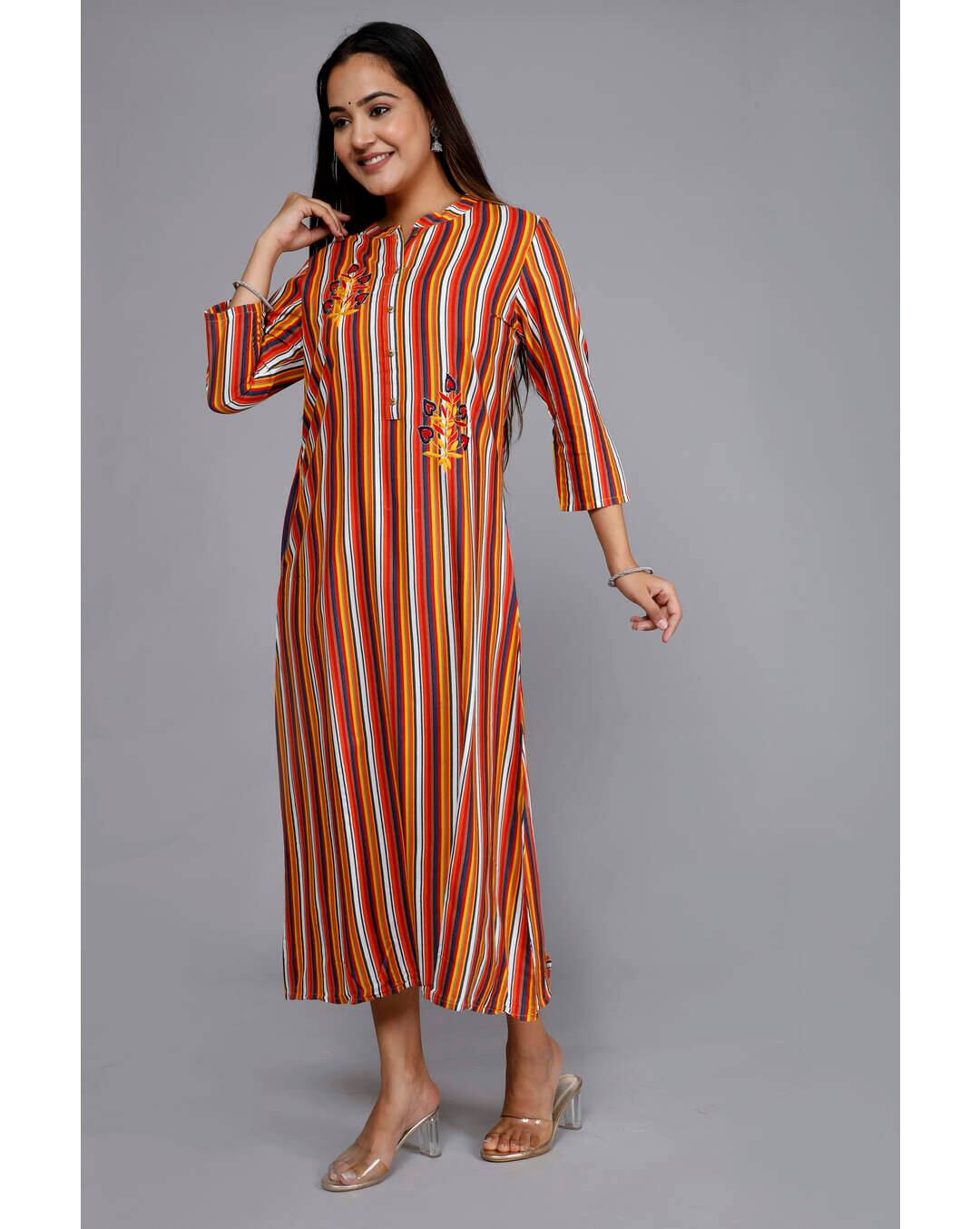 Cotton Printed A-line Kurta view 4