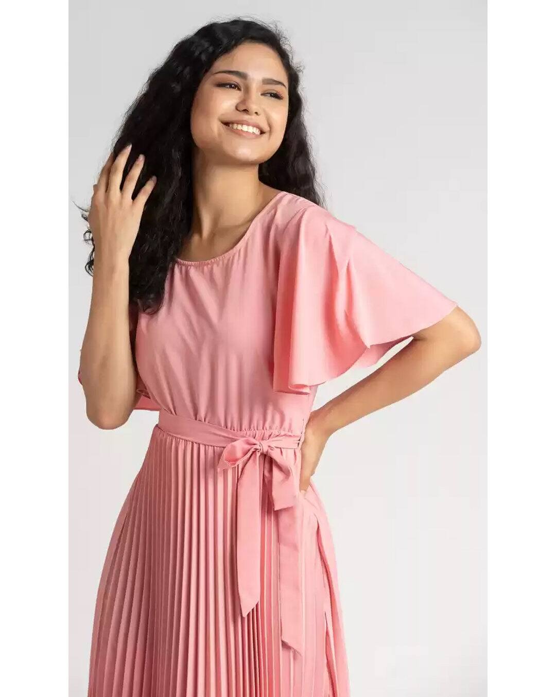 Crepe Solid Fit and Flare Dress view 3