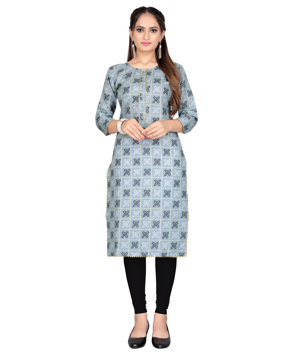 Cotton Printed Straight Kurta