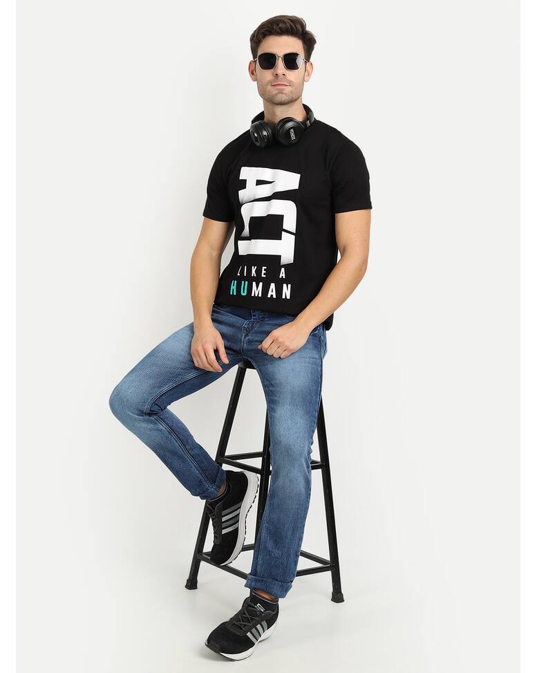 Cotton Printed Regular Fit Round Tshirt view 14