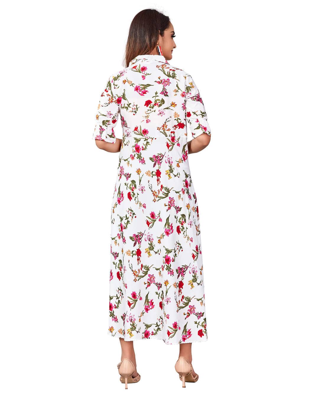 Crepe Printed  Midi Gown Dress view 7