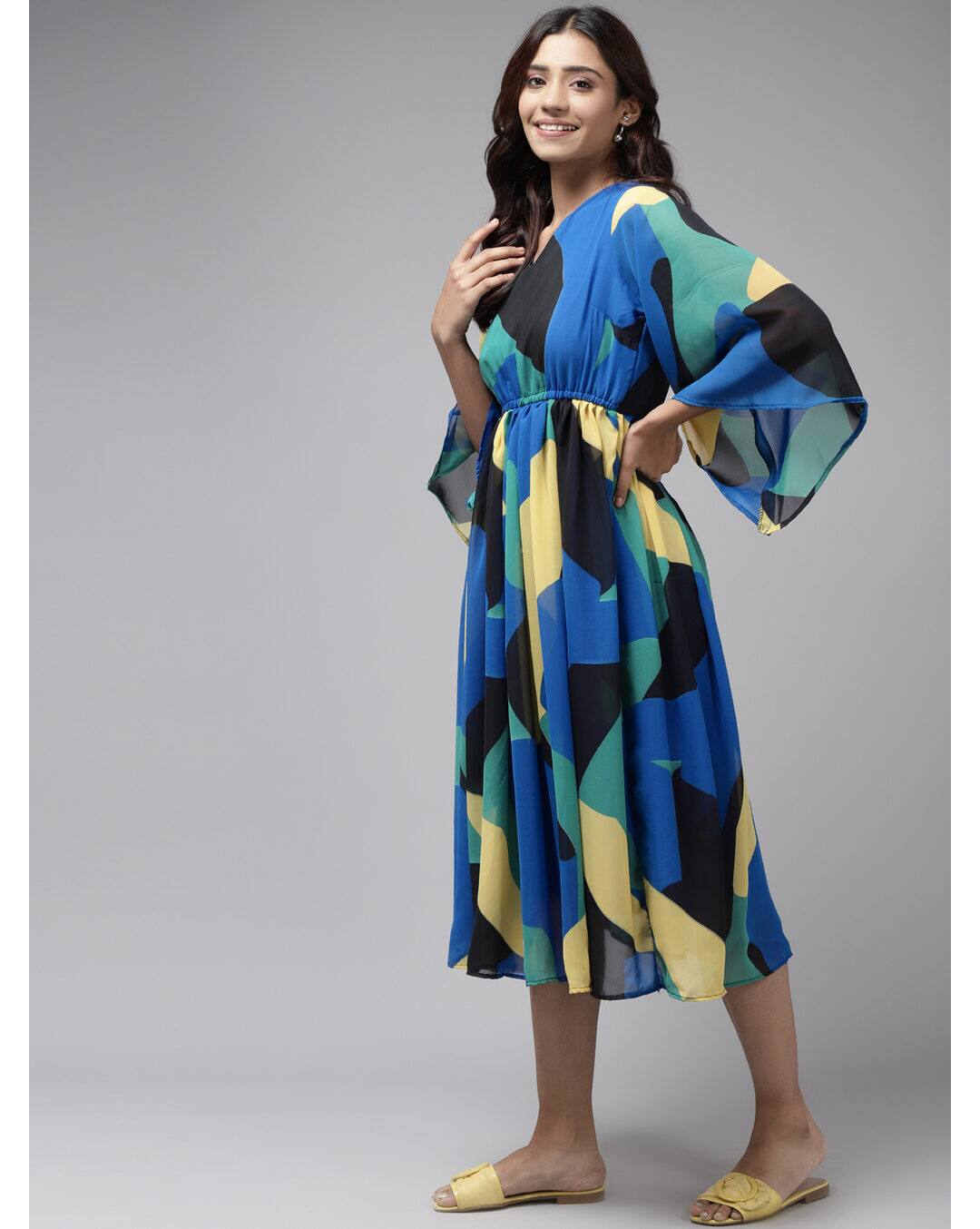 Georgette Printed Fit and FlareDress view 3