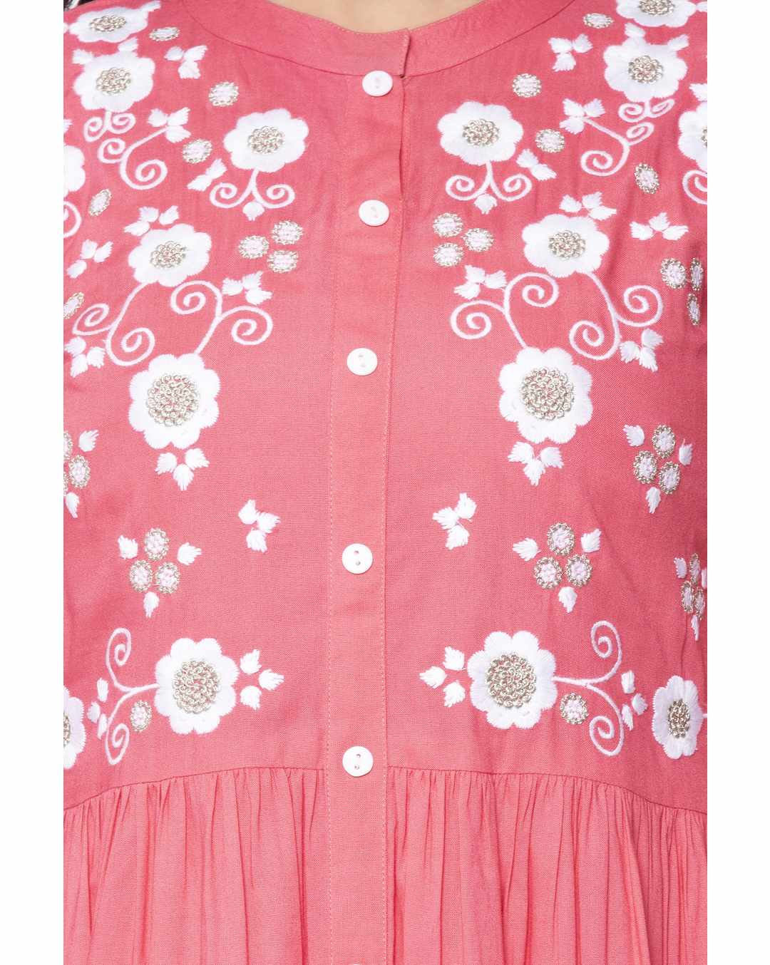 Rayon Embroidered Flared Kurta view 10