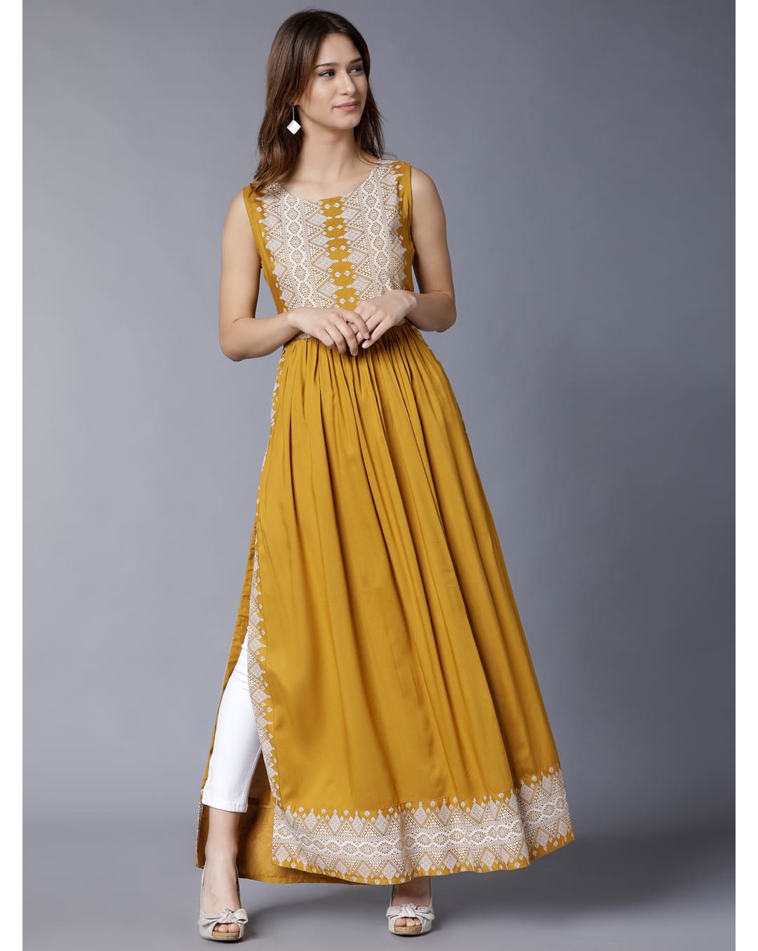 Rayon Printed Flared Kurta