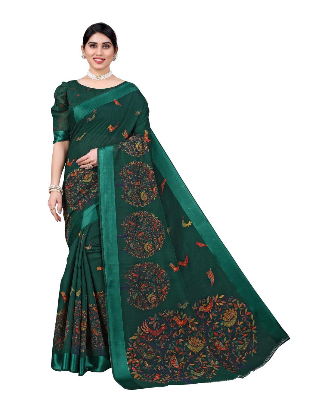 Linen Embroidered   Regular Saree