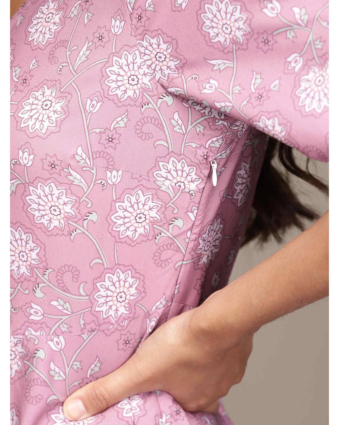 Crepe Floral Fit and Flare Dress view 6