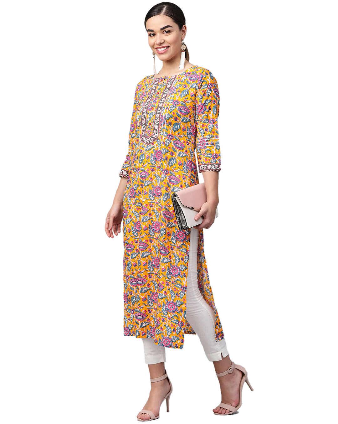 Cotton Printed Straight Kurta view 10