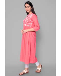 Rayon Embroidered Flared Kurta view 9