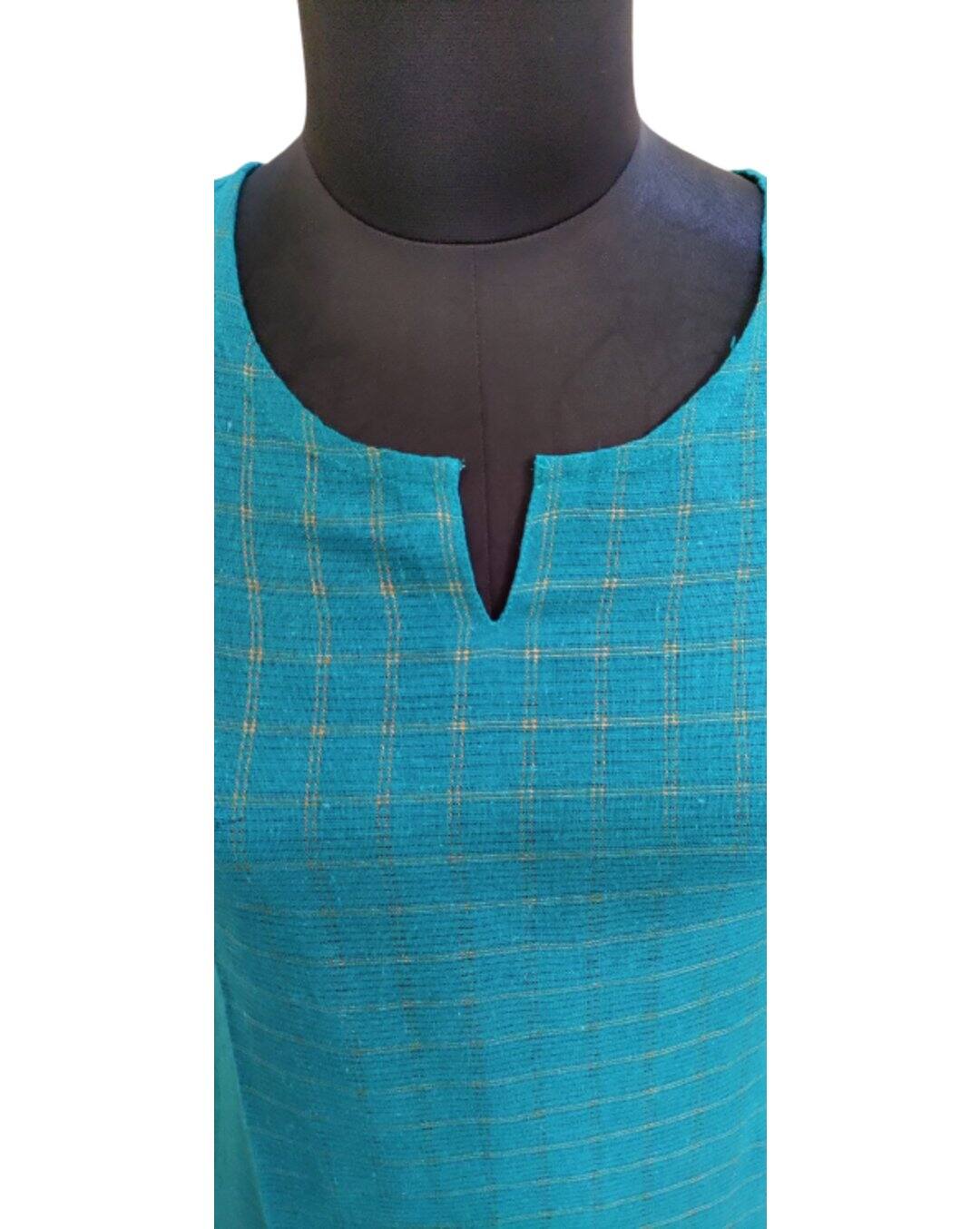Cotton Checks Straight Kurta view 3
