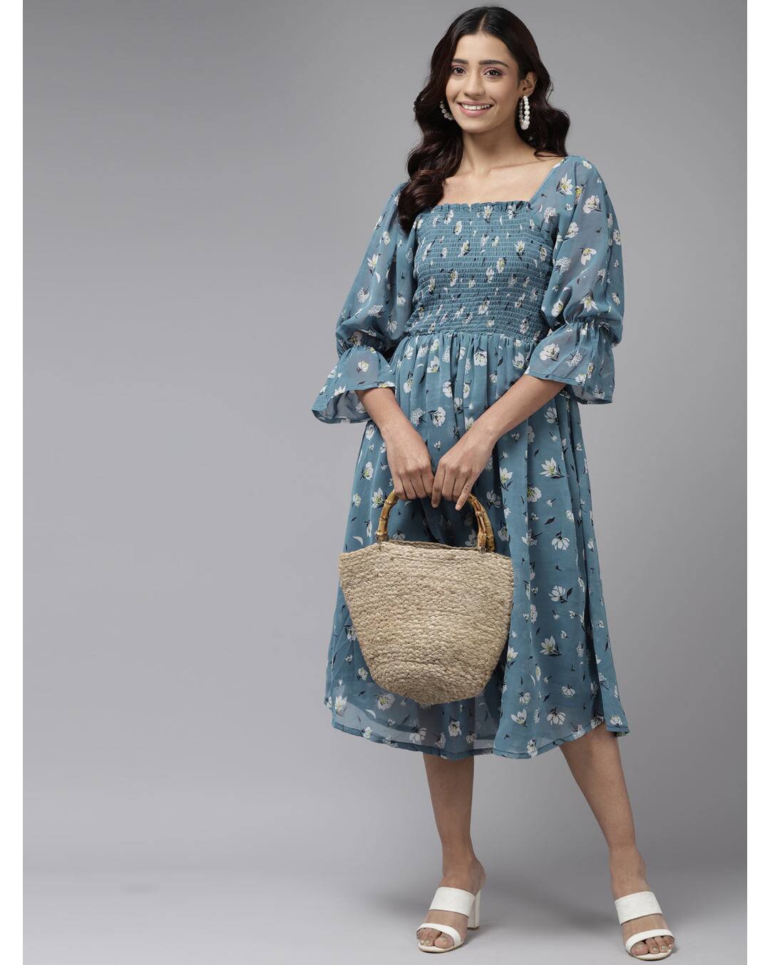 Georgette Floral Fit and Flare Dress view 5
