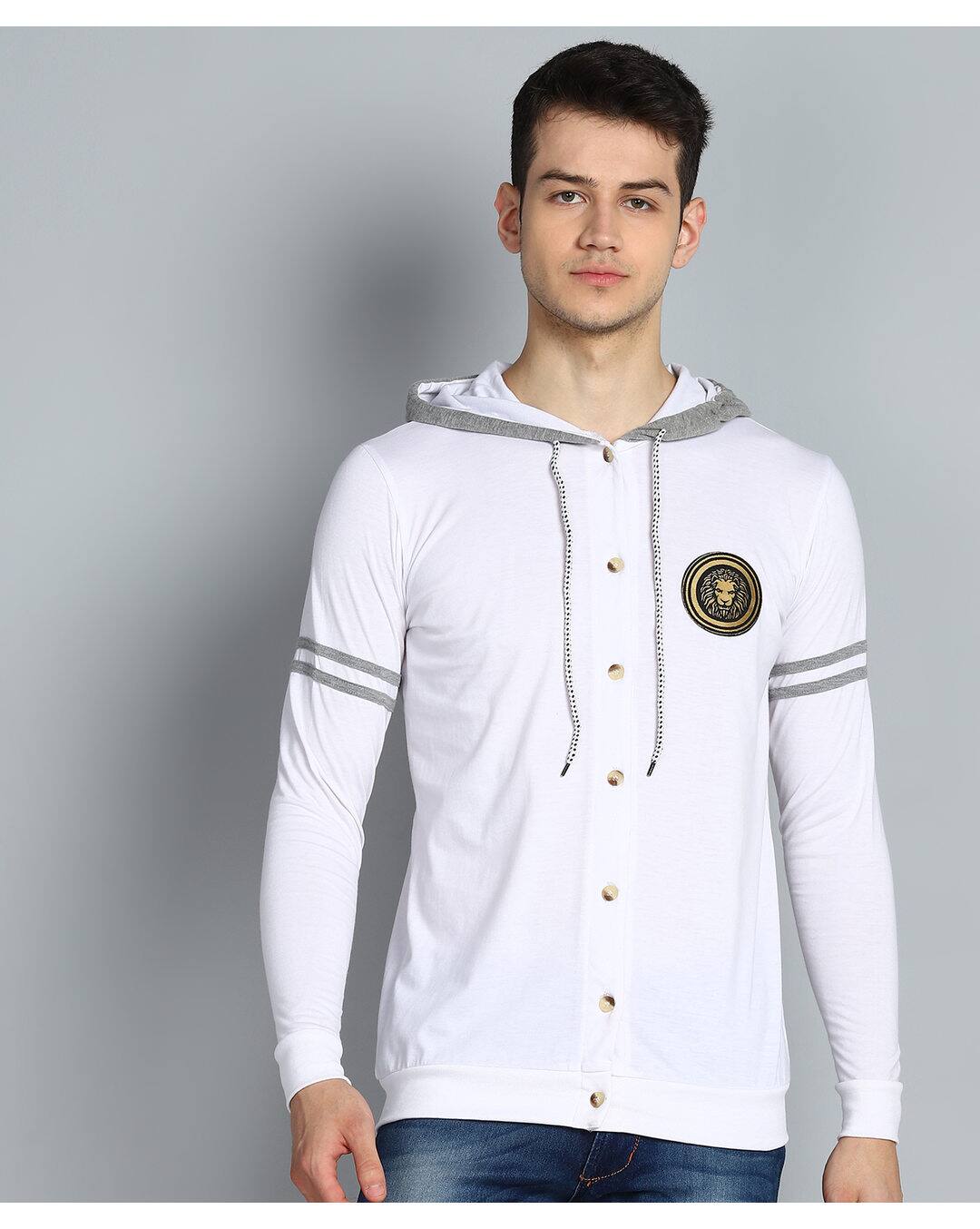 Cotton Solid Slim Fit Hooded T-shirts