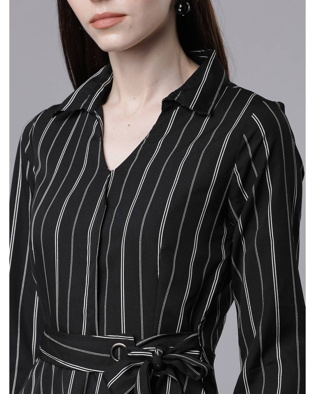 Polyester Stripes A-line Dress view 3