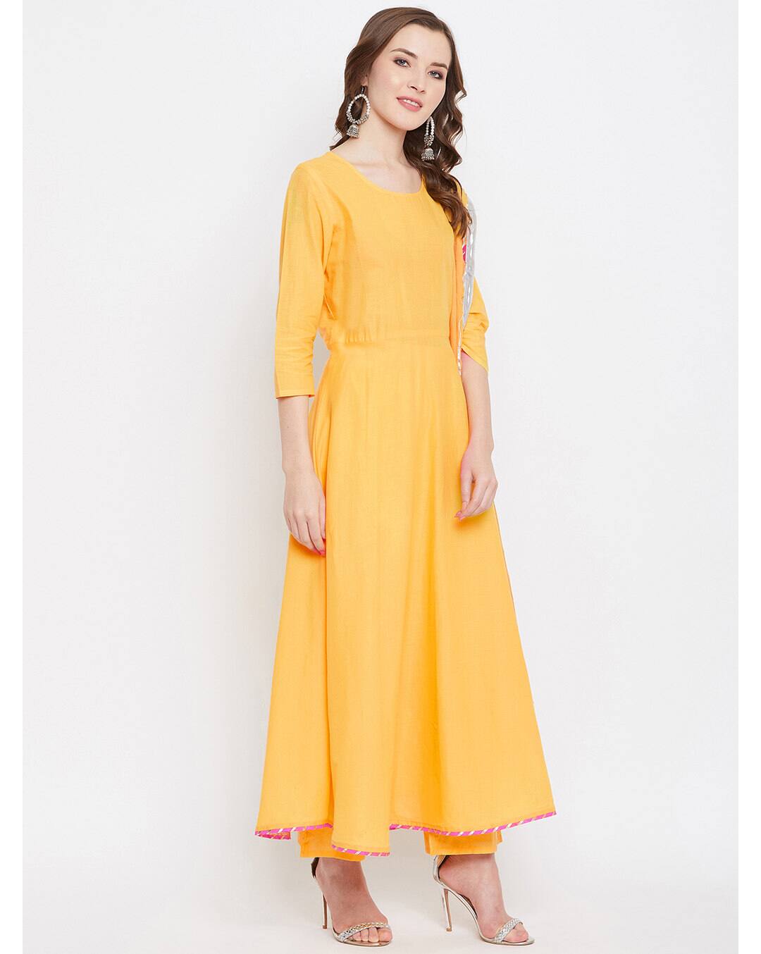 Cambric cotton Solid Ethnic Pants SuitSet view 4