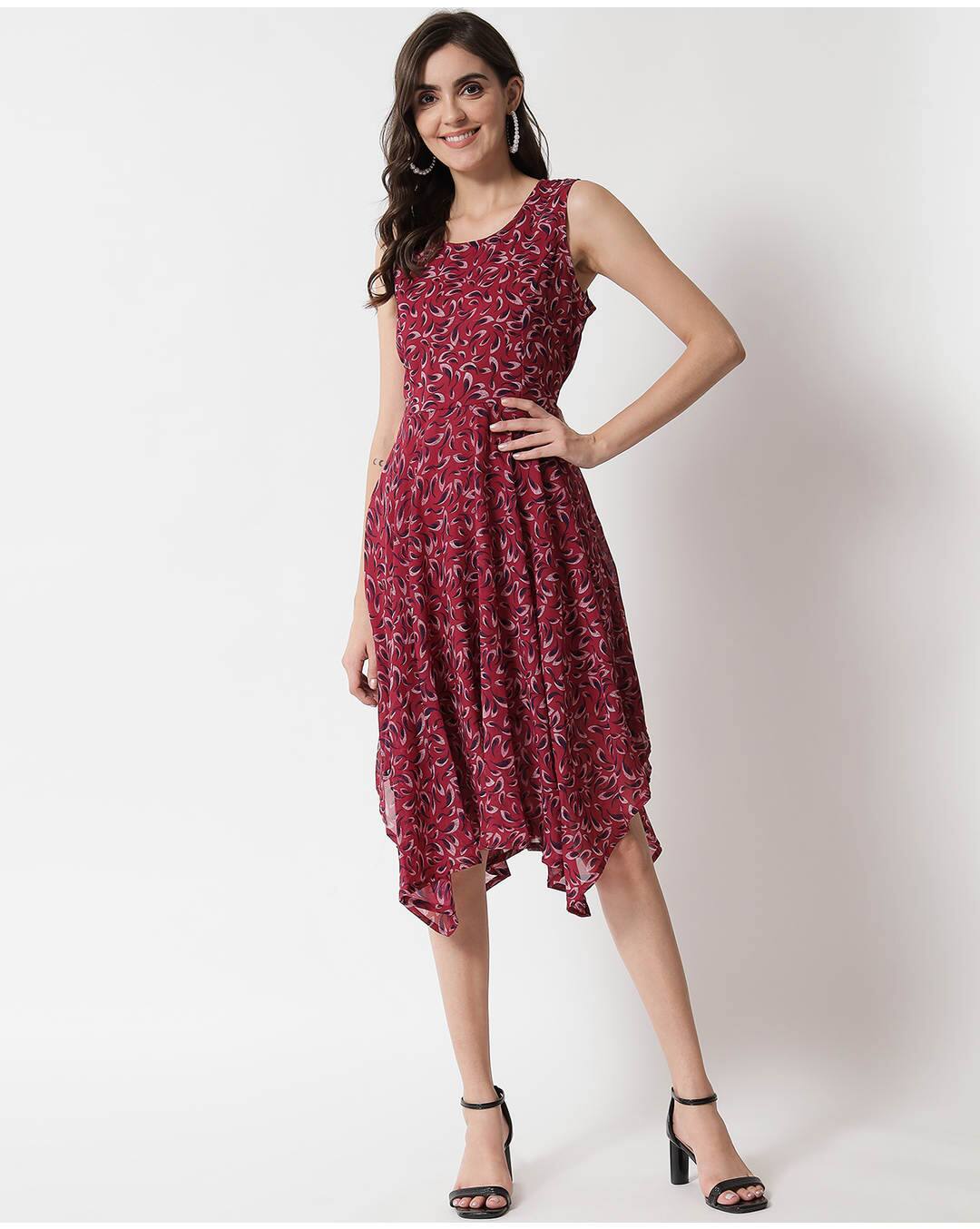 Georgette Printed Fit and Flare Dress